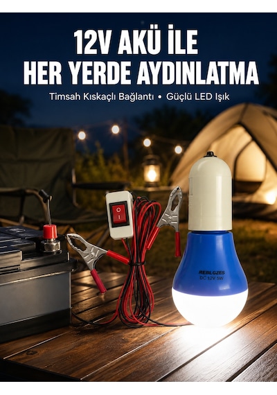 12v Led Ampul Timsah Kıskaçlı Taşınabilir Aydınlatma Diğer