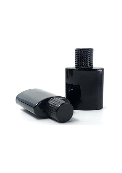Parfüm Şişesi 50 Ml 2 Adet Özel Siyah Elips Kolay Kapama Boş Şişe