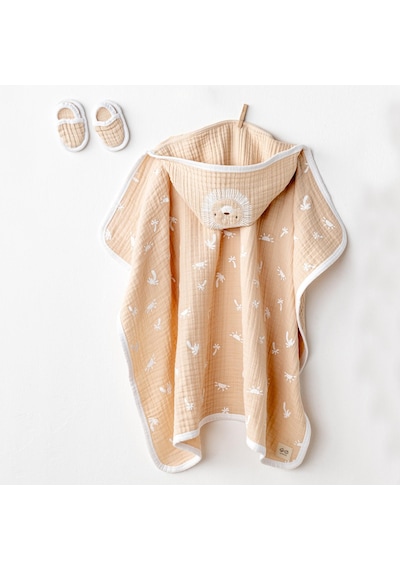 Andywawa Smil All Day Ac24508 Erkek Bebek Muslin Havlu Set Set 80 x 80 - Bej