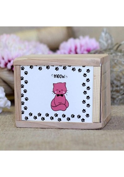 Ahşap Kutusunda Sevimli Kedi Kupa Bardak Diğer