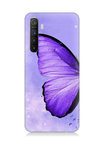 Realme Xt Uyumlu Mor Kelebek Desenli Silikon Kılıf