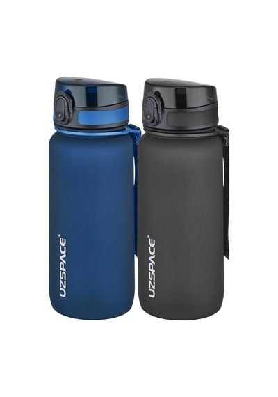 Uzspace 2'li Tritan Matara Seti 650 Ml 14 Farklı Renk Seçeneği Fiftyfifty -3037seta Lacivert-Siyah
