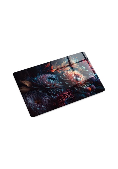 Cam Kesme Tablası - Cam Kesme Tahtası Dark Flowers 20cm X 30c