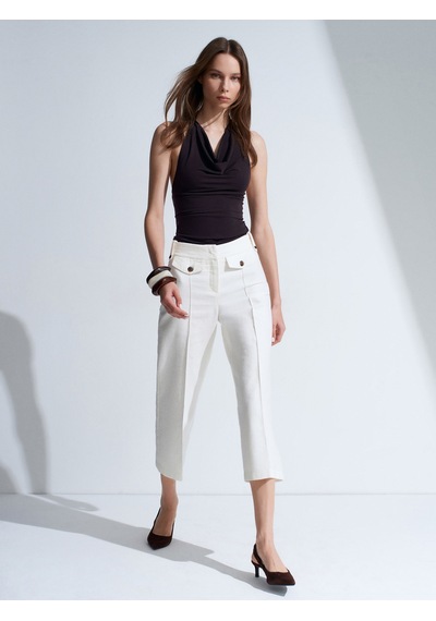Dilvin 72711 %100 Pamuk Culotte Pantolon-ekru