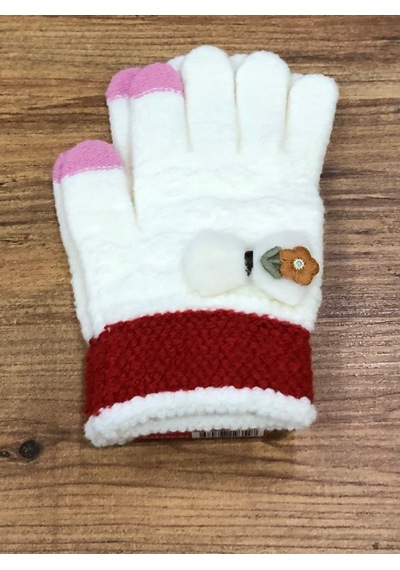 Kitti 9-15 Yaş Kız Çocuk Örme Eldiven K24240-01 Ekru