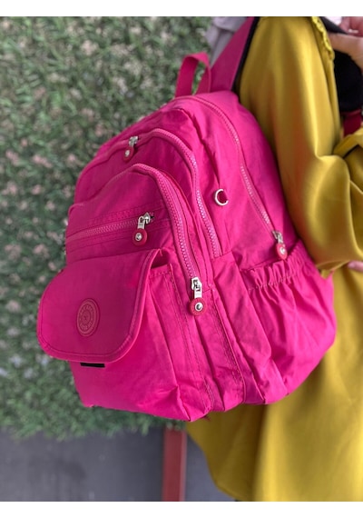 Mega Lüx Krinkıl Kumaş Lise Ve Ortaokul Sırt Çantası Pembe