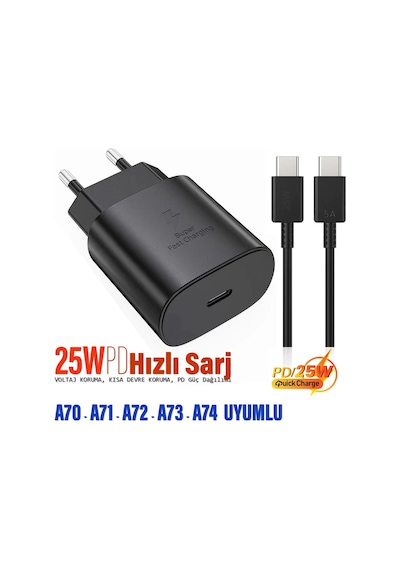Samsung Galaxy A74 Uyumlu Şarj Aleti 25w Hızlı - Type-c 5a 25w Hızlı Şarj Kablo