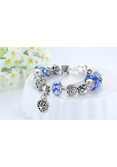 Yeni Moda Charm Bilelik Mavi Queen Charmlı+ Sevgililer Günü