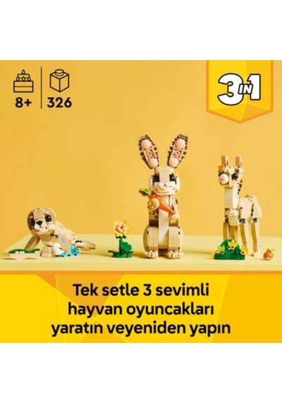 Lego Yaratıcı 3'ü 1 Arada Sevimli Tavşan Oyuncak Seti, 8 Yaş Ve Üzeri İçin