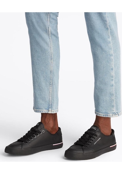 Tommy Hilfiger Erkek Core Corporate Vulc Leather Sneaker-6107 Siyah