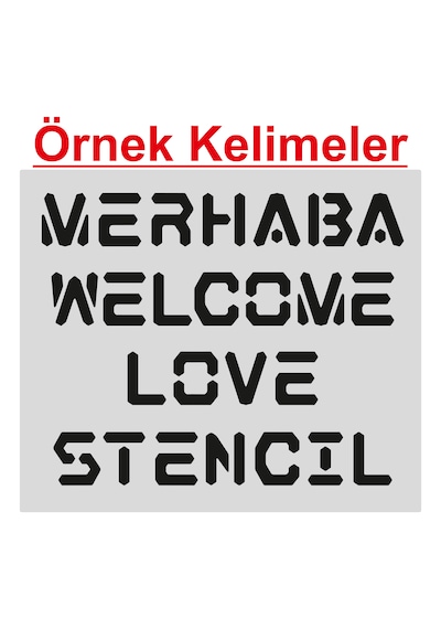 Stencil Harf Boyama Şablonu X076 Harf Yüksekliği 7 Cm