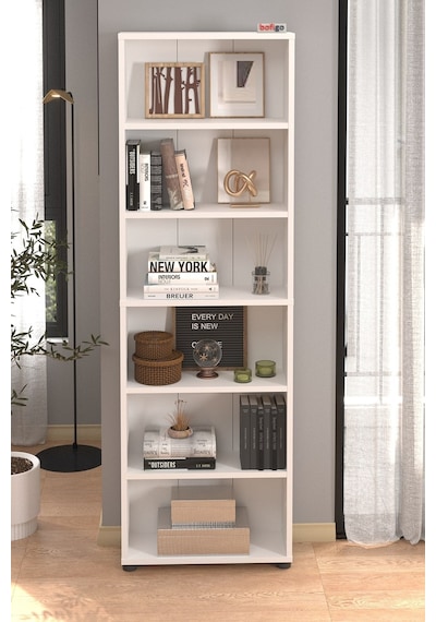 Bofigo 6 Raflı Kitaplık Dekoratif Kitaplık Modern Kitaplık Poyraz Beyaz Bofigo 6 Raflı Kitaplık Dekoratif Kitaplık Modern Kitaplık Poyraz Beyaz