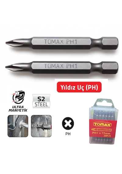 Tomax Ph1 X 75 Mm Bits Uç 20 Adet