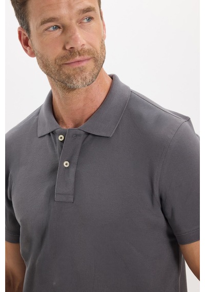 Tudors Erkek Slim Fit Dar Kesim Premium Seri %100 Pamuk Yumuşak Dokulu Merserize Gri Polo Yaka Tişört-50924