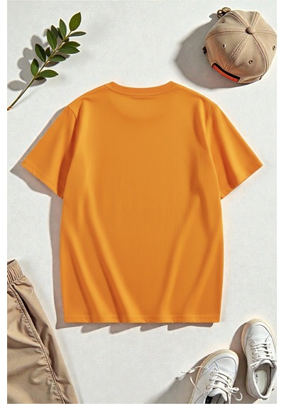 Uyguntarz Unisex Butterfly Baskılı T-shirt Turuncu