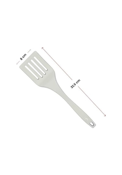Lurch - Platin Silikon Delikli Spatula 32,5 Cm Açık Gri - Yanmaz, Yapışmaz, Bükülmez, Çizmez, Tat Ve Koku Bırakmaz - 240003 Renk