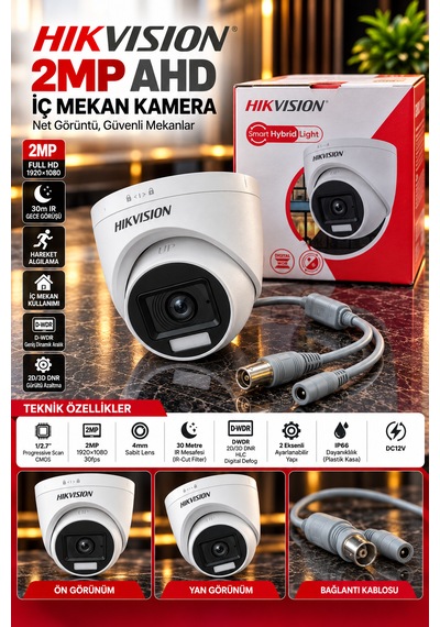 Hikvision 2mp Ahd Full Color Renkli Gece Görüşü Dome Kamera