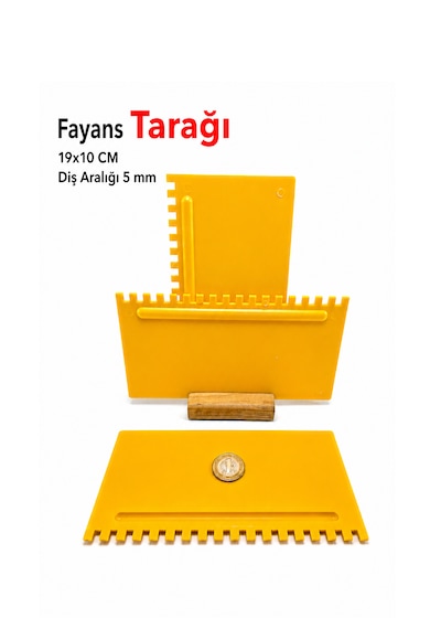 Fayans Tarağı Plastik Kare Dişli 19x10 Cm - Diş Aralığı 5 Mm - 1 Adet