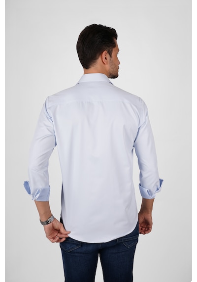 Açık Mavi Saten Slimfit Erkek Gömlek Açik Mavi