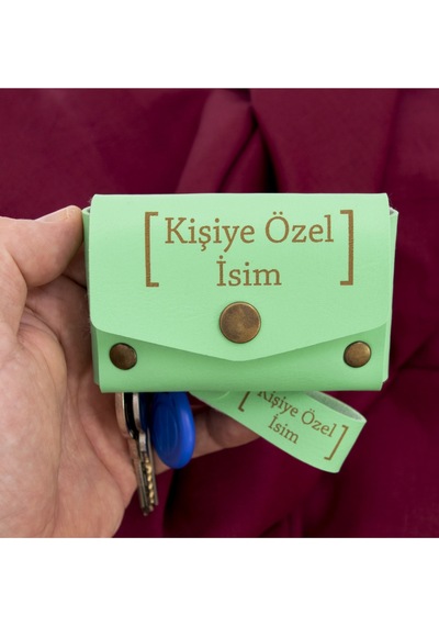 Miaju Fıstık Yeşil, Sevgiliniz İçin Anlamlı Bir Sürpriz İsme Ve Harfe Özel Kalpli Cüzdan & Anahtarlık Set Fıstık Yeşil