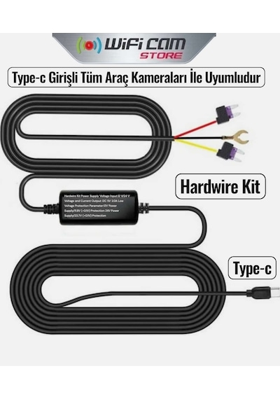 Type-c Girişli Araç Kamerası Park Modu Bağlantı Kiti Hardwire Kit