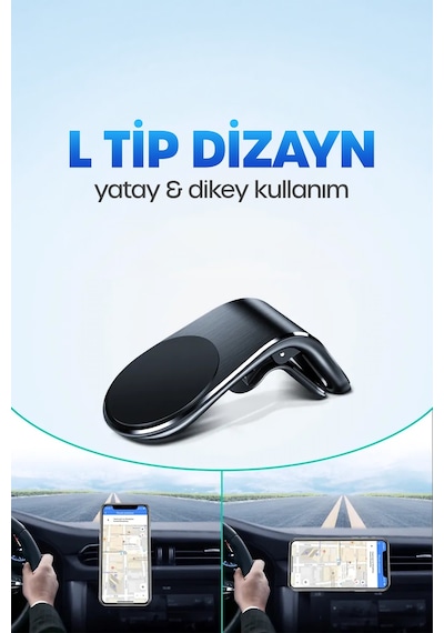 Havalandırma Araç İçi Mıknatıslı Telefon Tutucu Kancalı Araba Telefon Tutacağı L Tip