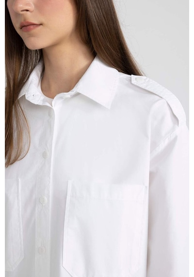 DeFacto Relax Fit Poplin Uzun Kollu Tesettür Gömlek Tunik C2145AX24SPWT34