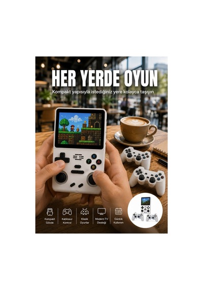 Geniş Ekranlı Taşınabilir Retro Oyun Konsolu Yeni Nesil - Hs08376779-6648 Renkli