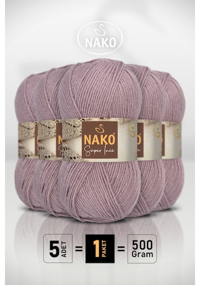 Süper İnci - 10155 Üzüm Suyu - 5'li Paket - 100gr/260m - El Örgü İpi - Atkı Yelek Kazak İpi