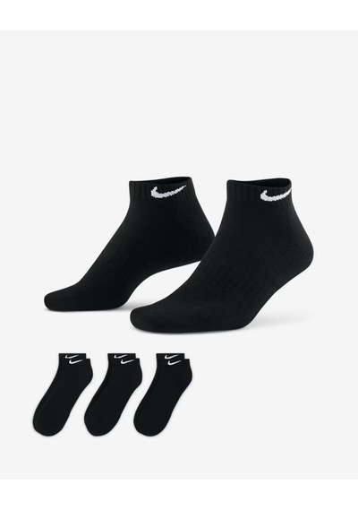 Nike Sx7667-010 Everyday Cushioned Low Antrenman Çorapları 3 Çift Sıyah