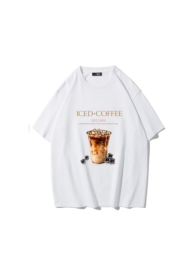 Brz Collectıon Brz Collection Unisex Oversize Iced Coffee T-shirt Beyaz