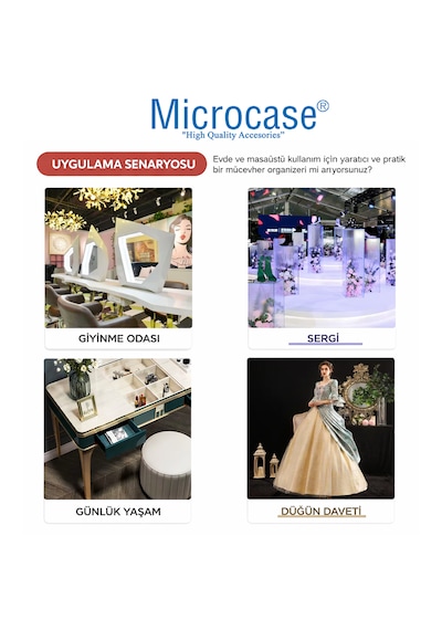 Microcase 360 Derece Döner Başlıklı Takı Aksesuar Organizer Standı Al5459 Siyah