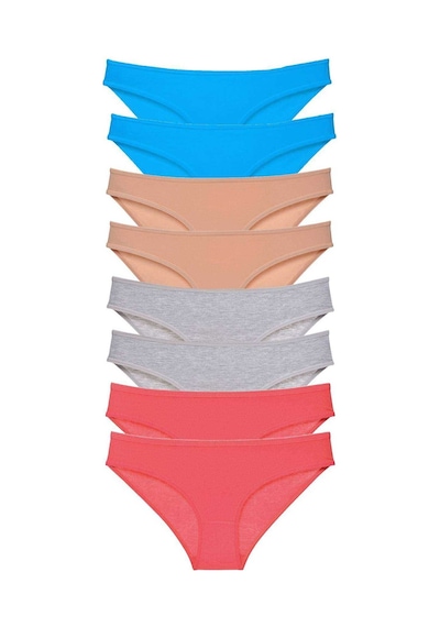 8 Adet Set Likralı Kadın Slip Külot Ten Gri Fuşya Mavi