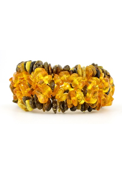 Kehribar Bileklik Amorf Tasarım Ambergold Blk23-119 Çok Renkli