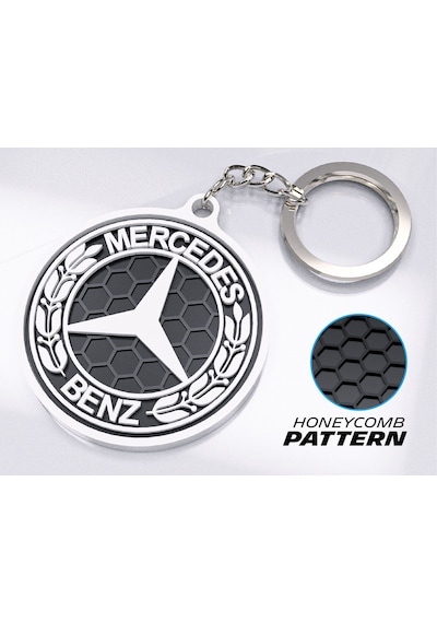 Markanıza Özel Petek Desenli Mercedes Benz Yazılı 3d Anahtarlık