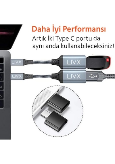 Livx Usb 3.0 To Type-c Çevirici Dönüştürücü 60w Hızlı Şarj Desteği 15 Cm Kablolu Otg Adaptör Sku: Smg8690010092168
