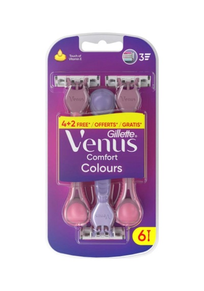 Venus 3 Renkli Kullan At Tıraş Bıçağı 6 Adet 4+2 X 2 Paket