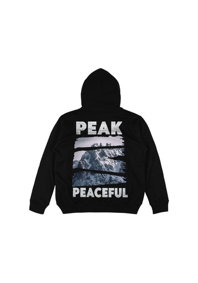 Startmore Adrift Peak Peace Siyah Oversize Unisex Kapüşonlu Sweatshirt Hoodie Siyah