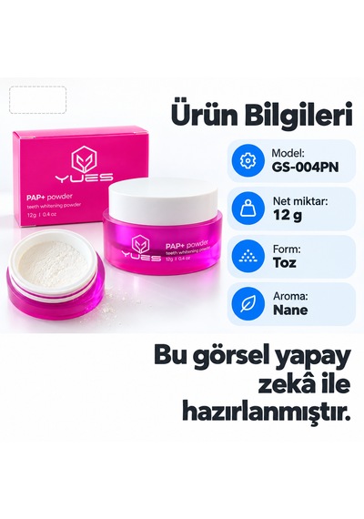 Yues Pap+ Diş Beyazlatıcı Toz Nane Aromalı 12 G Gs-004pn