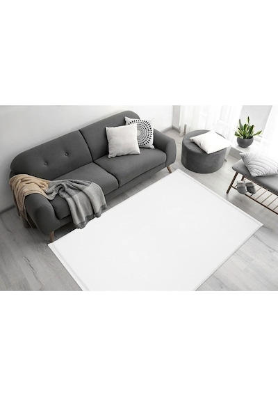 Valeryhome Vl Comfort Peluş Halı Beyaz Düz Saçaklı Beyaz Düz Saçaklı