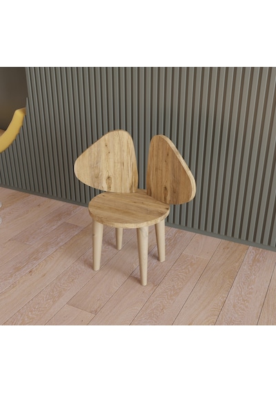 Çocuk Sandalyesi Çocuk Oturağı Fil Kulaklı Ahşap MDF Sandalye Montessori Sandalye TEKLİ Kahverengi