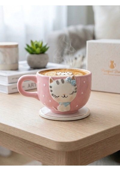 3d Hayvan Figürlü Seramik Kupa 400 Ml Pembe