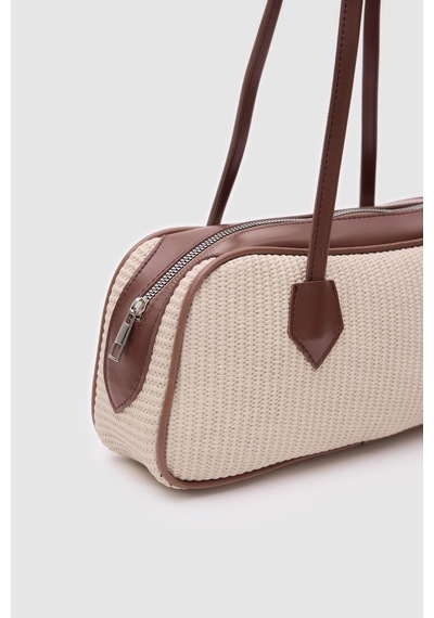 Shule Bags Boheme Hasır Baget Çanta Krem Krem