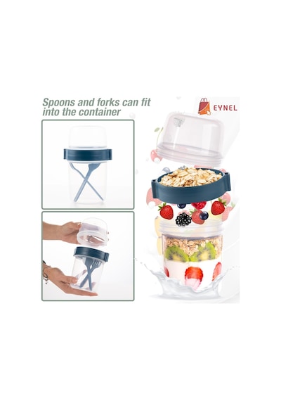 650 Ml Take-go Kaşıklı Hazneli Meyveli Müsli Kabı Piknik Iş Yoğurt Süt Bardağı Kapaklı Ve Kaşıklı Kahvalt Genel