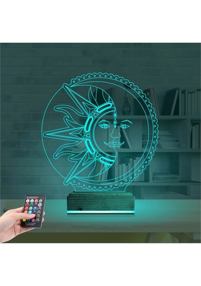 Luvivia Mistik Güneş Ay 3d Lamba - Masa Gece Lambası Şeffaf