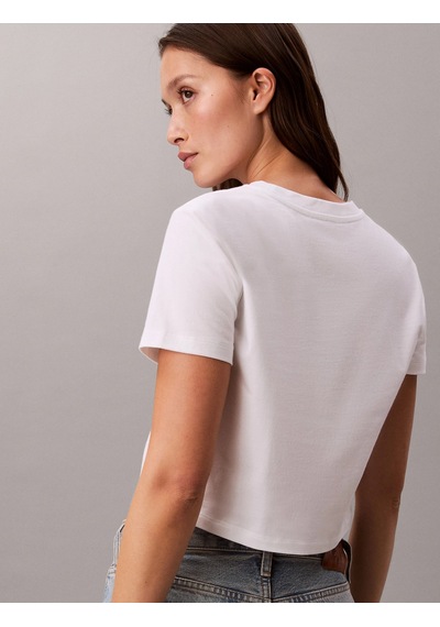 Calvin Klein Kısa Kollu Logolu Kısa Kadın Beyaz T-shirt Lv047ab213-yaf BEYAZ
