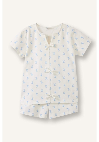 Defacto Regular Fıt 2li Pijama Takımı Kız Çocuk H5755a826smer105 Ekru-er105