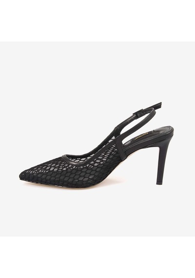 Kemal Tanca Kadın Neolit Taban Fileli Slingback 9,5cm İnce Topuklu Gece & Abiye Ayakkabı 1286 siyah