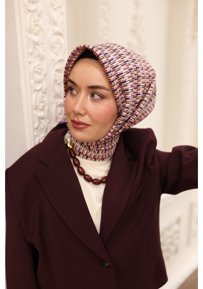 Silk Home Twill İpek Eşarp 11454-67 Mor, Erguvan, Turuncu, Krem