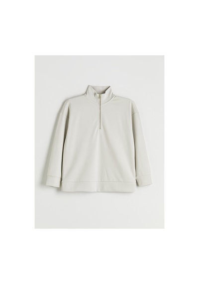 LC Waikiki Alıta Cıty Farkıyla Lcw Everyday Gri Dik Yaka Kadın Sweatshirt Gri - 924123697 Gri
